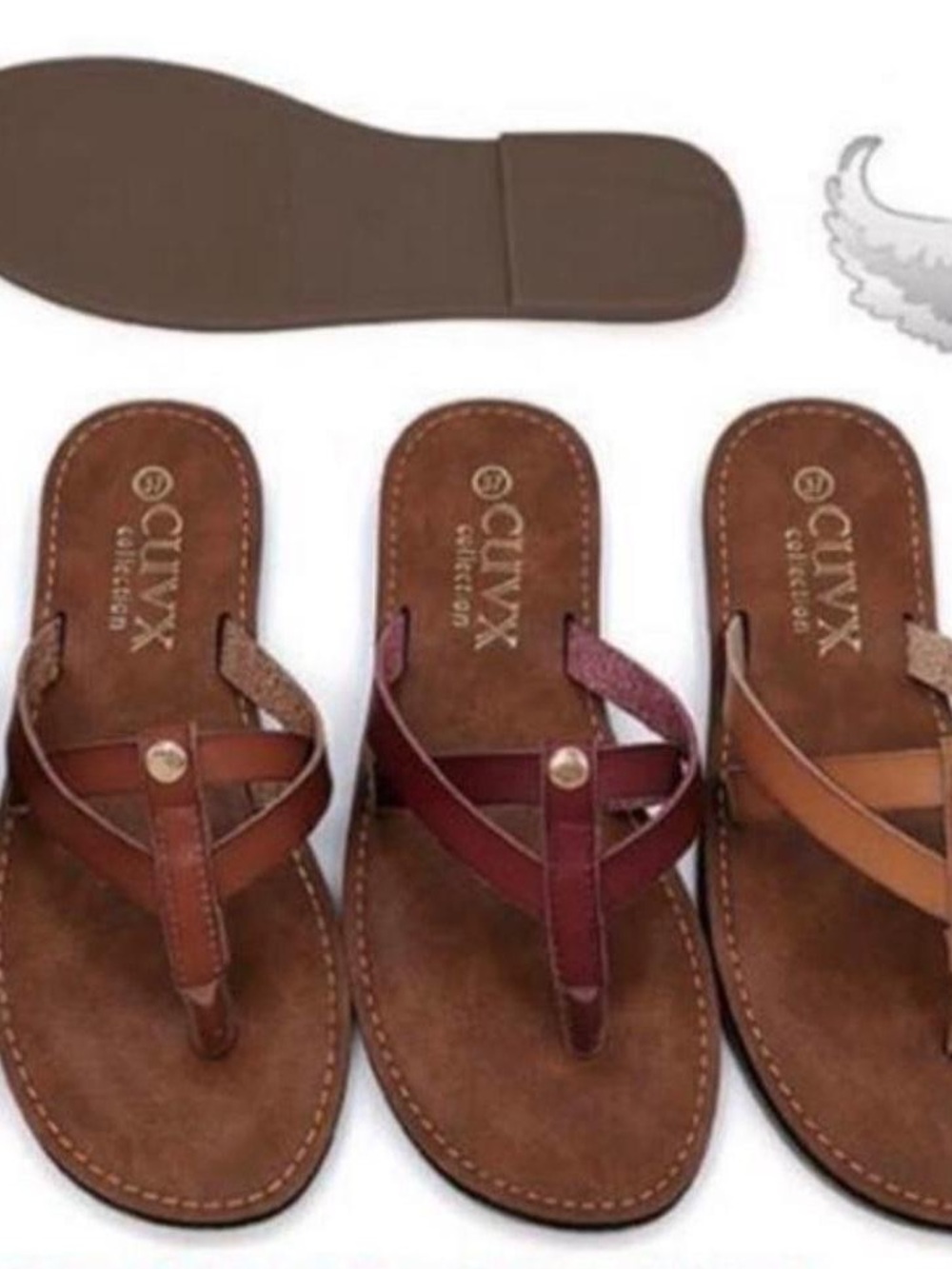 CLIVX Collection Women’s Brown Leather Toe-Post Sandals